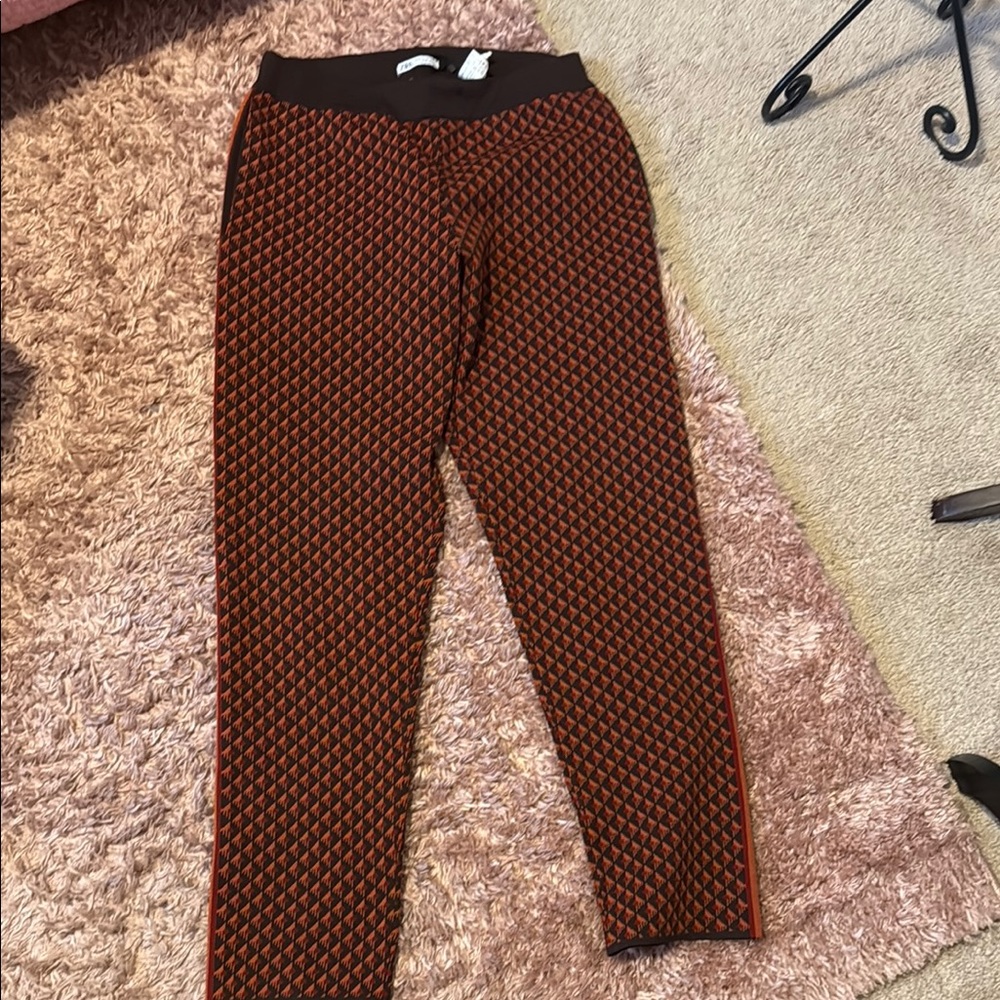 Zara Red and Brown Patterned Trousers